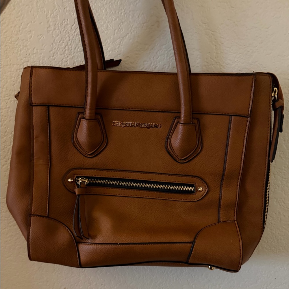 Christian Siriano Brown Leather Satchel Tote